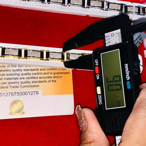 14k gold vermeil real SI diamond men bracelet FREE Appraisal & posh authenticate - Picture 7 of 11